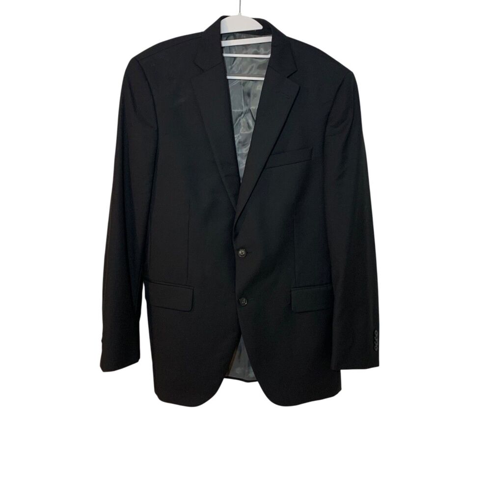 Vintage Peter Millar Mens Black Wool Preppy Office Blazer 40T Formal Career